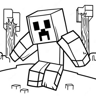 Minecraft Creeper In Actie Kleurplaat 54752-45566