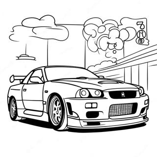 Nissan Skyline Gtr R34 Race Actie Kleurplaat 55502-46172