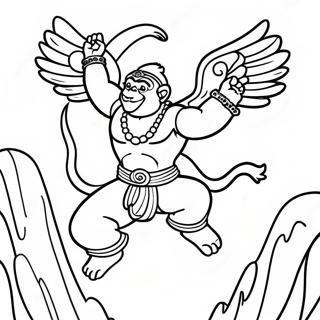 Hanuman Vliegend Met Een Berg Kleurplaat 56012-46584