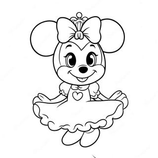 Schattige Prinses Minnie Mouse In Een Jurk Kleurplaat 56262-46777