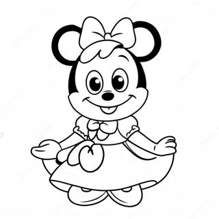 Schattige Prinses Minnie Mouse In Een Jurk Kleurplaat 56262-46778