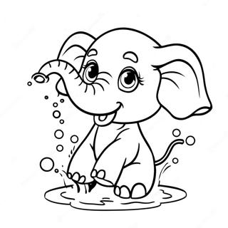 Schattige Baby Olifant Die Water Spettert Kleurplaat 57545-47845