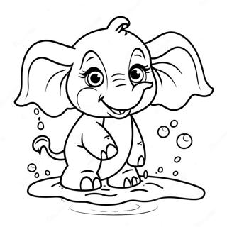 Schattige Baby Olifant Die Water Spettert Kleurplaat 57545-47846