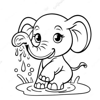 Schattige Baby Olifant Die Water Spettert Kleurplaat 57545-47847