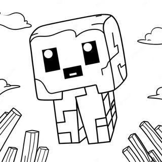 Schattige Minecraft Ghast Die In De Lucht Zweeft Kleurplaat 60487-50183