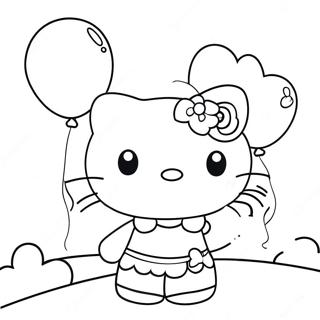 Hello Kitty Met Ballonnen Kleurplaat 6065-4845