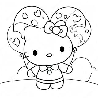 Hello Kitty Met Ballonnen Kleurplaat 6065-4847