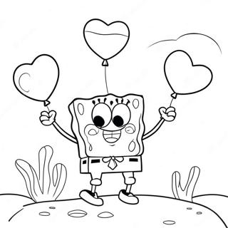 Spongebob Met Hart Ballonnen Kleurplaat 61087-50658