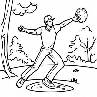 Disc Golf Speler Die Disc Gooit Kleurplaat 61817-51238