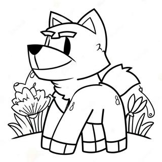 Schattige Minecraft Wolf Met Bloemen Kleurplaat 62498-51769