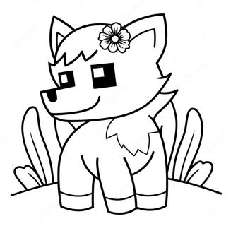 Schattige Minecraft Wolf Met Bloemen Kleurplaat 62498-51772