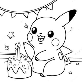 Pikachu Verjaardagsfeest Kleurplaat 63130-52259