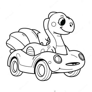 Schattige Dino Die Een Sportauto Rijdt Kleurplaat 63320-52404