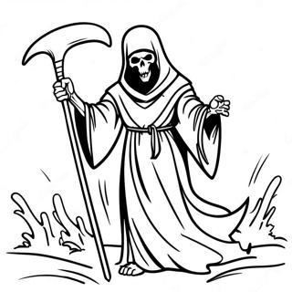 Angstige Grim Reaper Met Zeis Kleurplaat 6335-5063