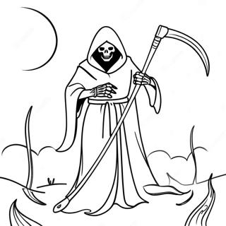 Angstige Grim Reaper Met Zeis Kleurplaat 6335-5157