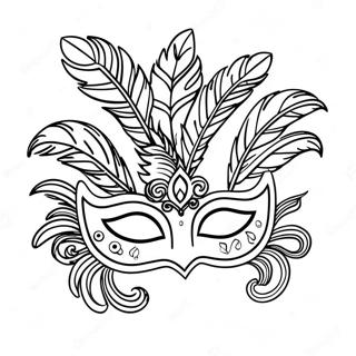 Kleurrijke Mardi Gras Masker Met Veren Kleurplaat 63950-52913