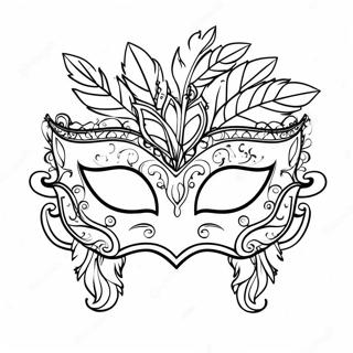 Kleurrijke Mardi Gras Masker Met Veren Kleurplaat 63950-52915