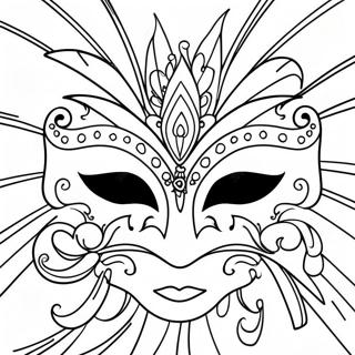 Kleurrijke Mardi Gras Masker Met Veren Kleurplaat 63950-52916