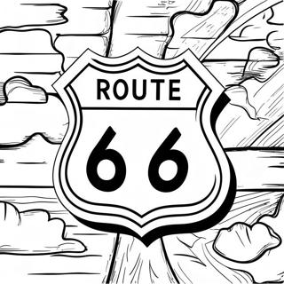 Vintage Route 66 Bord Kleurplaat 64631-53428