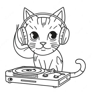 Dj Catnip Met Koptelefoon Kleurplaat 64721-53516