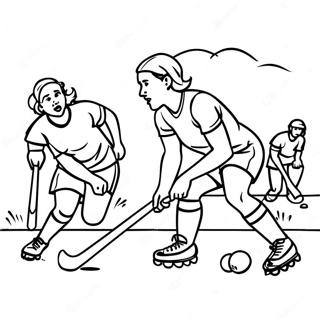 Spannende Veldhockey Wedstrijd Kleurplaat 64781-53560