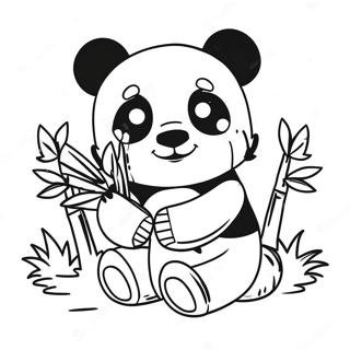 Schattige Minecraft Panda Die Met Bamboe Speelt Kleurplaat 65321-53985