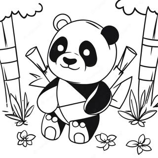 Schattige Minecraft Panda Die Met Bamboe Speelt Kleurplaat 65321-53988