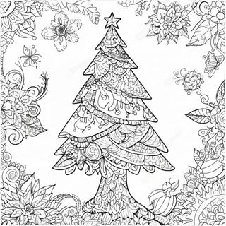 Intricate Kerstboom Zentangle Kleurplaat 65741-54302