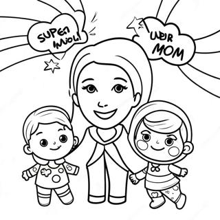 Super Mama Met Kinderen Kleurplaat 66631-55028