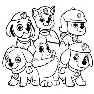 Paw Patrol Personages In Kerstmutsen Kleurplaat 672-537