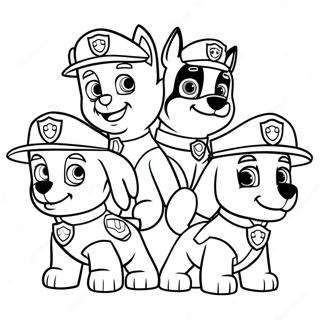 Paw Patrol Personages In Kerstmutsen Kleurplaat 672-539