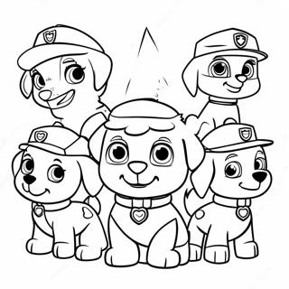 Paw Patrol Personages In Kerstmutsen Kleurplaat 672-540