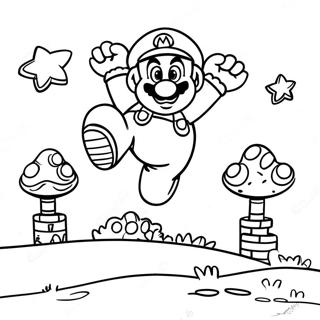 Kleurplaat Van Super Mario Die Over Goombas Springt 67383-55600