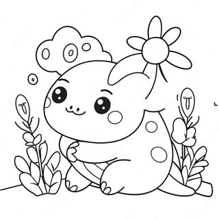 Schattige Squishmallow Axolotl Met Bloemen Kleurplaat 6815-5541