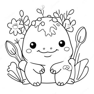 Schattige Squishmallow Axolotl Met Bloemen Kleurplaat 6815-5543