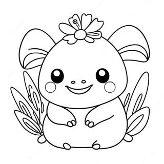 Schattige Squishmallow Axolotl Met Bloemen Kleurplaat 6815-5544