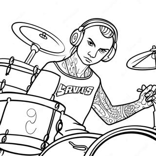 Travis Barker Drummen Kleurplaat 68183-56238