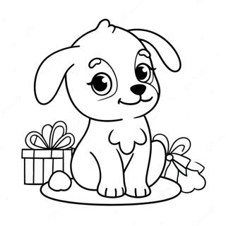 Schattige Kerst Puppy Kleurplaat 68452-56458