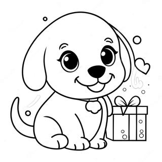 Schattige Kerst Puppy Kleurplaat 68452-56460