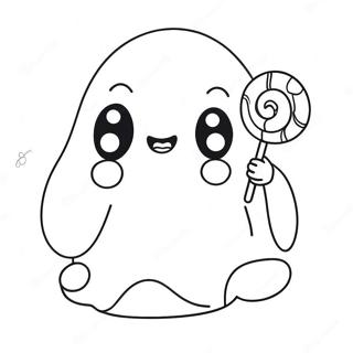 Schattig Kawaii Spook Met Snoep Kleurplaat 68523-56504