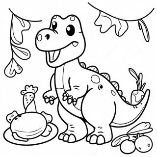 Kleurplaat Van Dinosaurussen Thanksgiving Feest 68592-56542