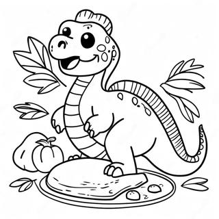 Kleurplaat Van Dinosaurussen Thanksgiving Feest 68592-56543