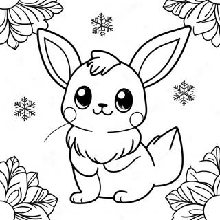 Eevee Met Sneeuwvlokken Kleurplaat 68964-56850