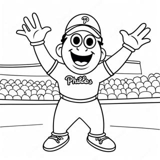 Grappige Phillies Mascotte Dansen Kleurplaat 69544-57291