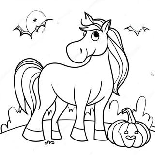 Spooky Paard Met Pompoen Kleurplaat 69844-57531