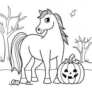 Spooky Paard Met Pompoen Kleurplaat 69844-57532