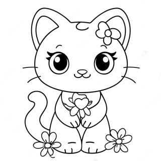 Schattige Charmmy Kitty Met Bloemen Kleurplaat 69884-57568