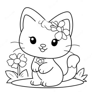 Schattige Charmmy Kitty Met Bloemen Kleurplaat 69884-57789