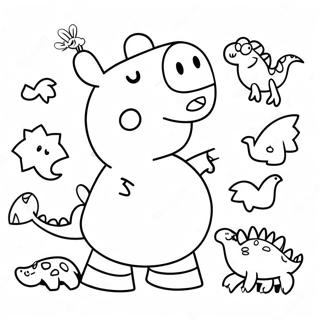 Peppa Pig Met Kleurrijke Dinosaurus Kleurplaat 71394-59003