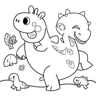 Peppa Pig Met Kleurrijke Dinosaurus Kleurplaat 71394-59004